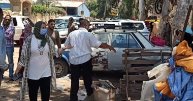 فض أسواق عشوائية وإزالة الإشغالات وتطهير الشوارع والميادين ببسيون