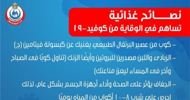"الصحة" تنشر 7 إنفوجرافات تتضمن نصائح غذائية للوقاية من كورونا 