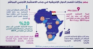 مصر الأكثر جذبا للاستثمارت الأجنبية فى أفريقيا خلال 2019 بـ9 مليارات دولار
