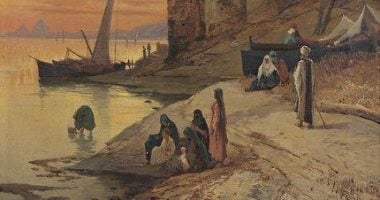 100 لوحة .."على ضفاف النيل" النهر ساعة الغروب