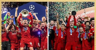 أبطال العالم وأوروبا وإنجلترا.. ليفربول يحتفل بنجومه بعد لقب الدورى "صورة"