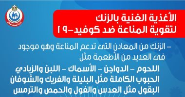 انفوجراف.. الصحة تكشف مجموعة أطعمة غنية بالزنك لتقوية المناعة ضد كورونا