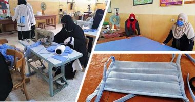صور.. حكاية 20 معلما بشمال سيناء تطوعوا لإنتاج 6000 كمامة خلال 3 أسابيع.. أحد فريق العمل: مساهمة لتوفير الكمامات مجانا.. ووكيل التعليم: خط الإنتاج بطاقة 300 متر و150 متر فلتر.. والمحافظ: باكورة إنتاج التعليم
