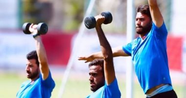 تدريبات حديد لـ كهربا ومتولى وياسر إبراهيم فى مران الأهلى 