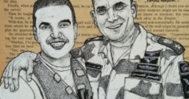 أميرة تشارك برسومات تبرز موهبتها الفنية وتهدى لوحة لروح الشهيد أحمد منسى
