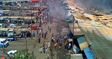 مصدر: ماس كهربائى وراء حريق سوق توشكى بحلوان والمعمل الجنائى يحدد الخسائر