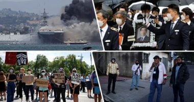 العالم هذا الصباح.. انفجار واشتعال النيران فى سفينة حربية بقاعدة سان دييجو البحرية الأمريكية.. مسلحون يفرضون حظرا للتجوال فى جواتيمالا لمكافحة كورونا.. مظاهرات فى لندن وواشنطن بــ" أقنعة الوجه" دعما لحياة السود