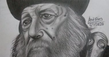 قارئ يشارك برسمة لقداسة البابا شنودة بأقلام الرصاص لإبراز موهبته الفنية