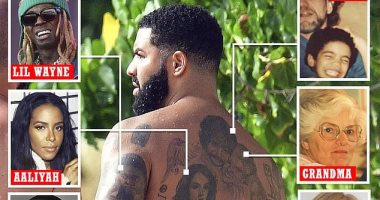 8 وشوش رسمها مغنى الراب الشهير ديريك على جسده تعرف عليهم