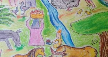 بالألوان الخشب والرصاص.. "أحمد" يشارك برسومات نجله ذى السبع سنوات