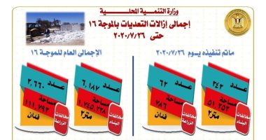 التنمية المحلية: 8 آلاف و847 حالة إزالة منذ إطلاق الموجة الـ16 لاسترداد أراضى الدولة