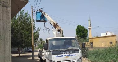 شد وتركيب أسلاك كهربائية جديدة في قرية الغربى بهجورة بقنا بعد سرقتها.. صور