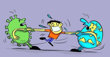كاريكاتير صحيفة كويتية.. استمرار الصراع بين كورونا والعودة للحياة الطبيعية