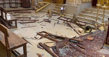 آثار الأضرار الداخلية لكاتدرائية القديس جورجيوس فى لبنان بسبب الانفجار.. صور