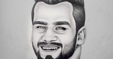 هشام يشارك "اليوم السابع" بلوحة لليوتيوبر الراحل مصطفى حفناوى
