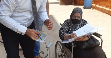 مسنة تدلى بصوتها بانتخابات الشيوخ على كرسى متحرك وتؤكد: نازلة عشان بلدى.. صور