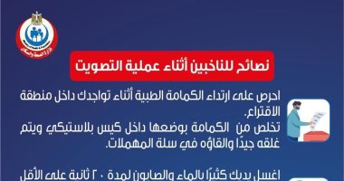 انفوجراف.. الصحة تكشف 5 نصائح للناخبين فى اللجان للوقاية من عدوى كورونا 