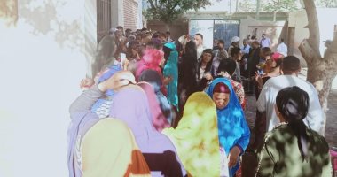 حشود مكثفة للناخبين ومشاركة للسيدات بلجان قرية برطباط في المنيا.. صور
