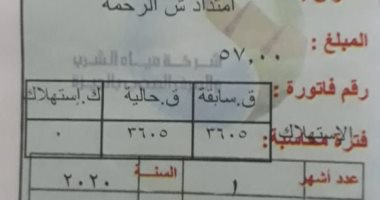 قارئ بنزلة السمان فى الهرم يشكو ارتفاع قيمة فاتورة المياه عن الاستهلاك