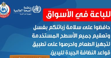 نصائح الصحة للباعة فى الأسواق لحماية الزبائن من عدوى كورونا.. إنفو جراف