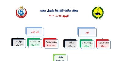تسجيل شفاء 335 حالة من كورونا بشمال سيناء 