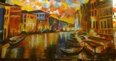 "كرم فليفل " من طنطا يشارك بلوحات تعبر عن موهبته فى الرسم