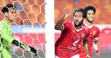 صور.. احتفالات مروان محسن بهدف فوز الأهلى على الجونة فى الدورى