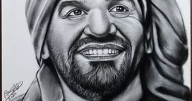 "مينا" يرسم مجموعة بورتريهات للفنان حسين الجسمى 