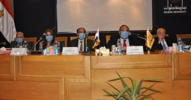 مجلس جامعة حلوان يكرم أساتذة الجامعة الفائزين فى انتخابات الشيوخ.. صور