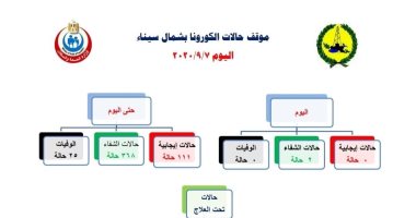 شمال سيناء تسجل صفر إصابات ووفيات بكورونا آخر 24 ساعة