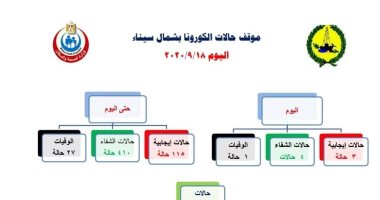 "صحة شمال سيناء" تسجل 3 إصابات جديدة بكورونا وشفاء 4 حالات