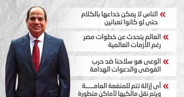 رسائل الرئيس السيسى للشعب فى افتتاح مجمع التكسير الهيدروجينى.. إنفوجراف