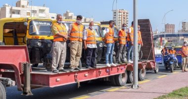 ضبط 32 توك توك و29 مركبة أخرى مخالفة بمحور المحمودية فى الإسكندرية 