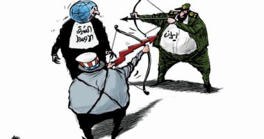 كاريكاتير صحيفة سعودية.. الشرق الأوسط ضحية الصراع الأمريكى الإيرانى