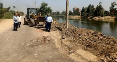 انهيار جزء بجسر الرياح التوفيقى بقرية العمار فى طوخ بالقليوبية.. صور