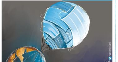 كاريكاتير صحيفة أردنية .. فيروس كورونا يصل الفضاء والكمامات تحجب الكواكب