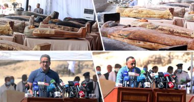 وزير السياحة والآثار يعلن أكبر اكتشاف أثرى خلال عام 2020.. استخراج 59 تابوتا فى سقارة تعود لـ 2600 عاما..  أعمال البحث مستمرة عن مزيد من التوابيت فى المنطقة الأثرية.. وزاهى حواس يعبر عن فخره بالاكتشافات.. صور