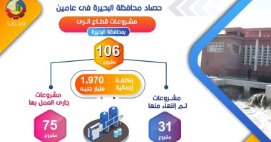 106 مشاريع في قطاع الرى بتكلفة 1.97 مليار جنيه في البحيرة.. إنفوجراف