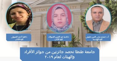 جامعة طنطا تحصد جائزتين من جوائز الأفراد والهيئات لعام 2019