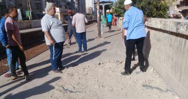 صور جديدة لإصلاح الهبوط الأرضى برصيف محطة قطار العصافرة بالإسكندرية