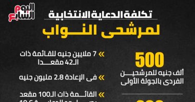 تكلفة الدعاية الانتخابية لمرشحى النواب.. إنفوجراف
