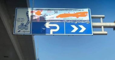 مرشح يطمس لوحة ارشادية على طريق القاهرة المنصورة ليضع بنر ترشحه بالانتخابات