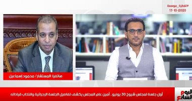 كيف يتم انتخاب رئيس مجلس الشيوخ.. المستشار محمود إسماعيل يكشف لتلفزيون اليوم السابع.. ملامح الجلسة الإفتتاحية غدا بقيادة الفريق جلال هريدى ..ويوضح طريقة انتخاب رئيس الغرفة البرلمانية الثانية 