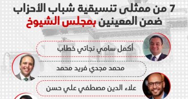 7  من ممثلى تنسيقية شباب الأحزاب ضمن المعينين بمجلس الشيوخ.. إنفوجراف