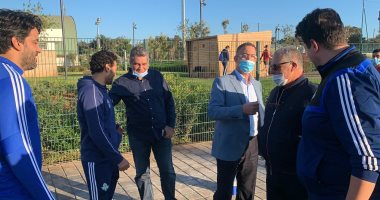 فوزى لقجع يحضر مران بيراميدز الأخير قبل مواجهة بركان فى نهائى الكونفدرالية.. صور