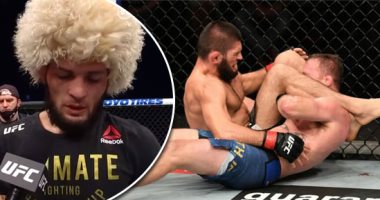 مسيرة رياضية بلا هزائم.. نور محمدوف يختتم مشوار الفنون القتالية بفوز فى دورة UFC 254.. حصد 29 فوزا دون هزيمة واحدة.. نال دعم رونالدو وميسى ويليامز.. اعتزل إرضاءً لوالدته.. ووفاة والده حطمته نفسيا.. فيديو وصور