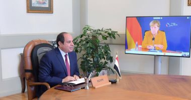 السيسي يبحث مع أنجيلا ميركل عبر الفيديو كونفرانس سبل مواجهة الفكر المتطرف