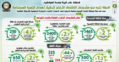 الدولة تتجه نحو الاقتصاد الأخضر لتحقيق أهداف التنمية المستدامة.. إنفوجراف