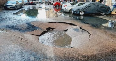 هبوط أرضى شرق الإسكندرية بسبب كسر فى ماسورة مياه .. صور 