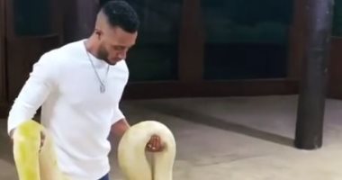 محمد رمضان يحمل ثعبانا ضخما على أغنية مافيا